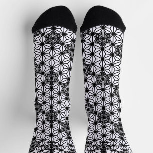 Japanese Asanoha pattern, white and black Socks