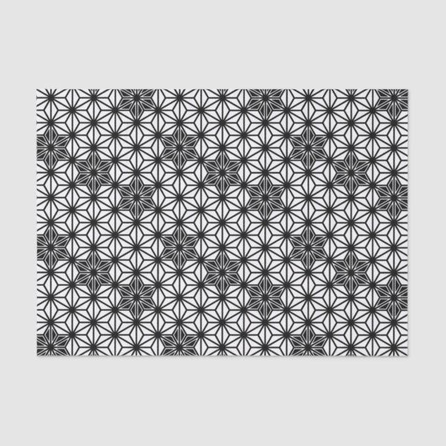 Japanese Asanoha pattern - white and black Tissue Paper (Front)