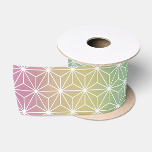 Japanese Asanoha Traditional Pattern Rainbow Satin Ribbon
