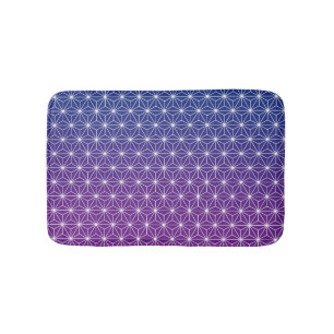 Japanese Asanoha Traditional Print Blue & Purple Bath Mat