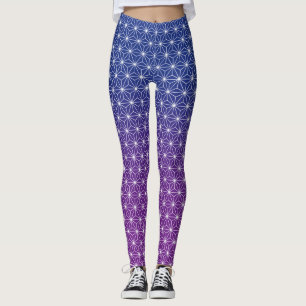 Japanese Asanoha Traditional Print Blue & Purple Leggings