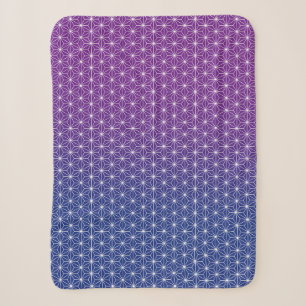 Japanese Asanoha Traditional Print Blue & Purple Sherpa Blanket