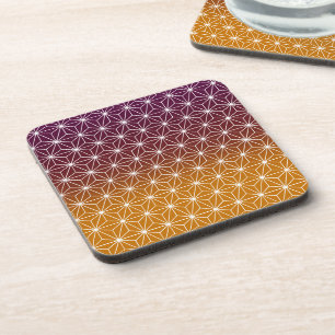 Japanese Asanoha Traditional Print Burgundy & Gold Coaster