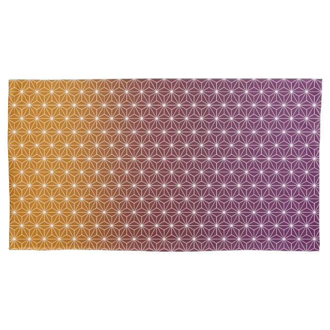 Japanese Asanoha Traditional Print Burgundy & Gold Pillowcase (Front-Left)