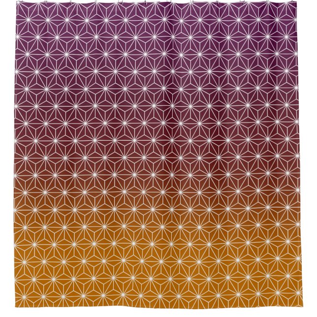 Japanese Asanoha Traditional Print Burgundy & Gold Shower Curtain (Front)