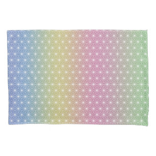 Japanese Asanoha Traditional Print Pastel Rainbow Pillowcase