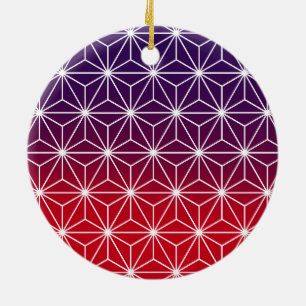 Japanese Asanoha Traditional Print Red & Purple Ceramic Ornament