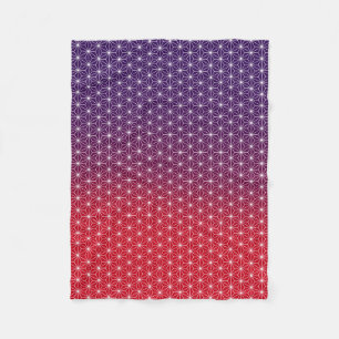 Japanese Asanoha Traditional Print Red & Purple Fleece Blanket
