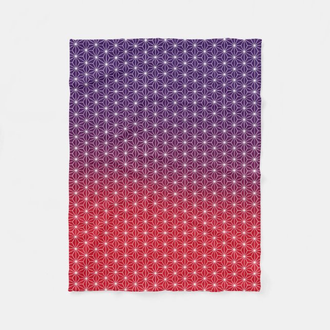 Japanese Asanoha Traditional Print Red & Purple Fleece Blanket (Front)