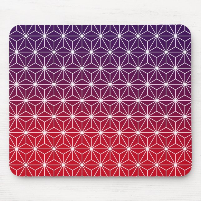 Japanese Asanoha Traditional Print Red & Purple Mouse Pad (Front)