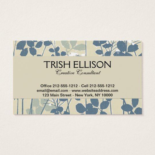Japanese Asian Art Floral Blue Flower Print Business Card