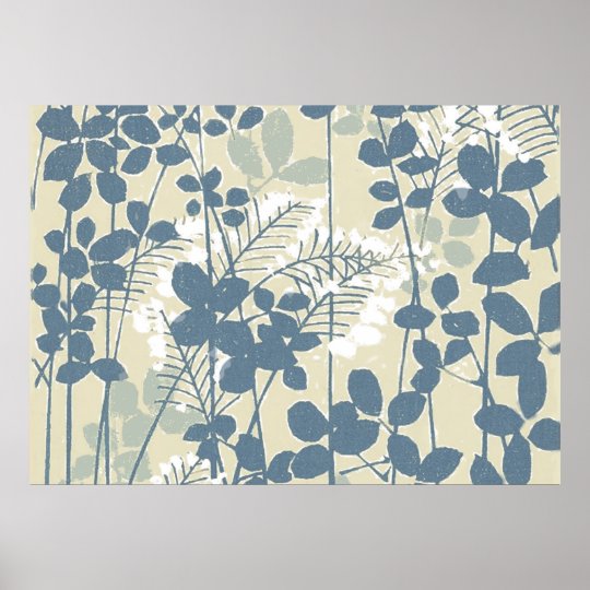 Japanese Asian Art Floral Blue Flowers Print