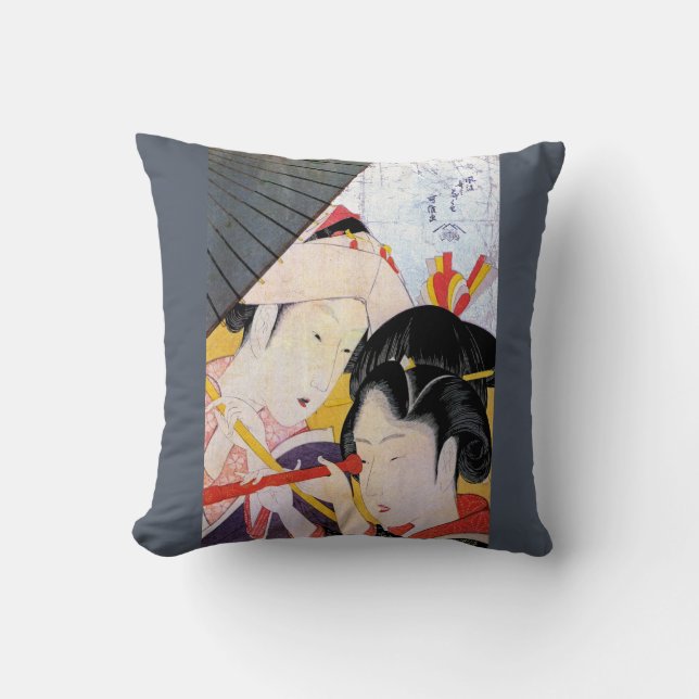 Japanese Asian Art Geishas Cushion (Front)