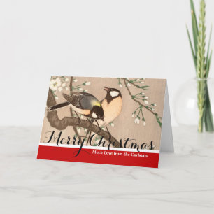 Japanese Asian Bird Chickadee Songbird Holiday Card