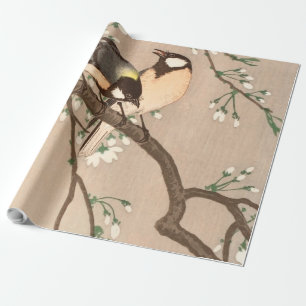 Japanese Asian Bird Chickadee Songbird Wrapping Paper