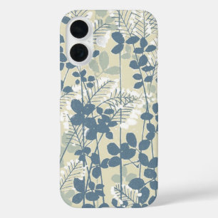 Japanese Asian Blue Leaf Flower iPhone 16 Case