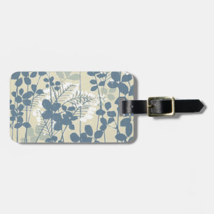Japanese Asian Blue Leaf Flower Luggage Tag