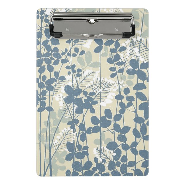 Japanese Asian Blue Leaf Flower Mini Clipboard (Front)