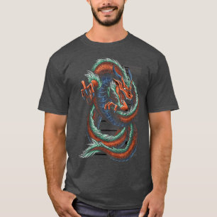Japanese Asian Chinese Flying Dragon Samurai Warri T-Shirt