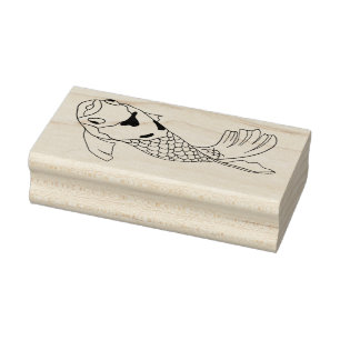 Japanese Asian Koi Art  Rubber Stamp