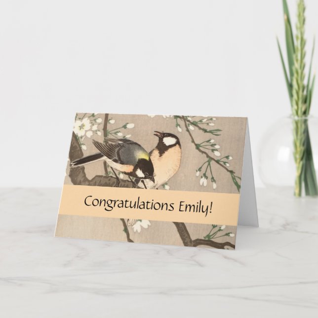 Japanese Asian Koson Bird Chickadee Songbird Card (Front)