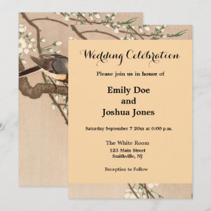 Japanese Asian Koson Bird Chickadee Songbird Invitation