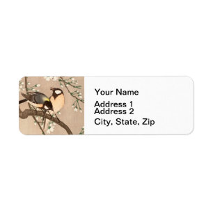 Japanese Asian Koson Bird Chickadee Songbird Return Address Label