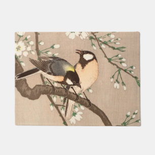 Japanese Asian Ohara Koson Bird Chickadee Songbird Doormat