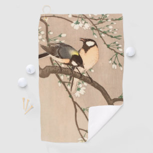 Japanese Asian Ohara Koson Bird Chickadee Songbird Golf Towel