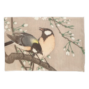 Japanese Asian Ohara Koson Bird Chickadee Songbird Pillowcase