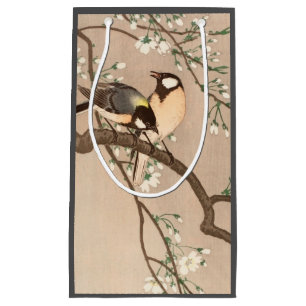 Japanese Asian Ohara Koson Bird Chickadee Songbird Small Gift Bag