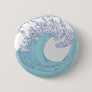 Japanese Asian Surf Wave Art Ocean Art 6 Cm Round Badge
