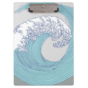 Japanese Asian Surf Wave Art Ocean Art Clipboard