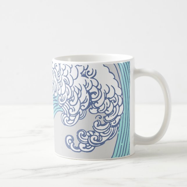 Japanese Asian Surf Wave Art Ocean Art Coffee Mug (Right)