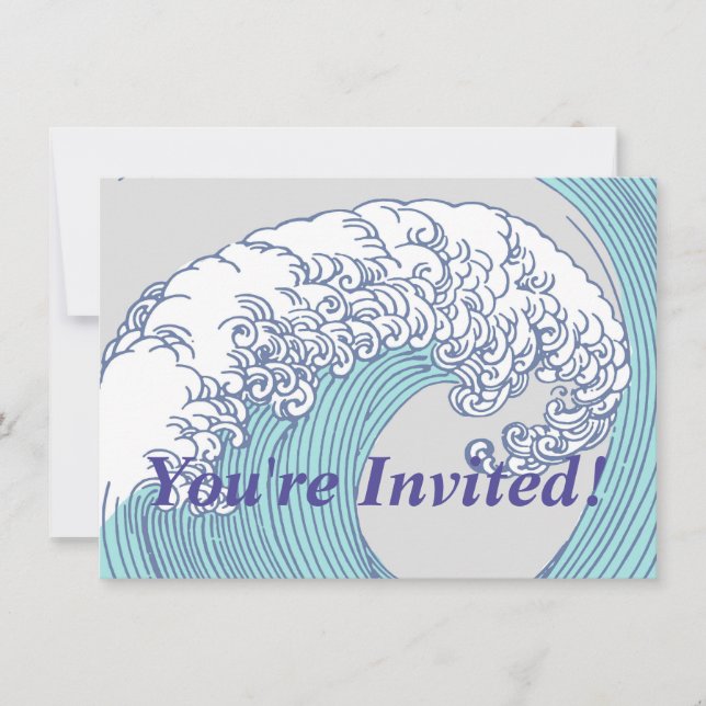 Japanese Asian Surf Wave Art Ocean Art Invitation (Front)