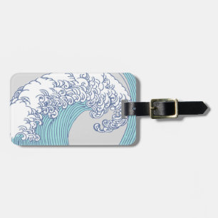 Japanese Asian Surf Wave Art Ocean Art Luggage Tag