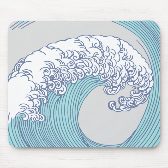 Japanese Asian Surf Wave Art Ocean Art Mouse Pad (Front)