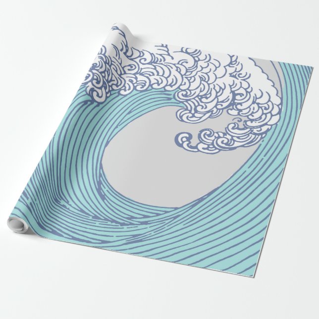 Japanese Asian Surf Wave Art Ocean Art Wrapping Paper (Unrolled)