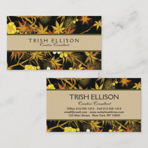 Japanese Autumn Leaves Antique Botanical Business Card