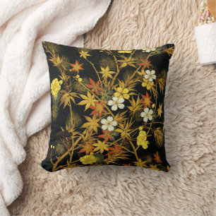 Japanese Autumn Leaves Antique Botanical Cushion