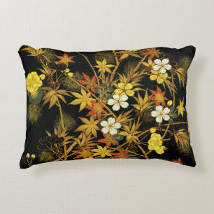 Japanese Autumn Leaves Antique Botanical Decorative Cushion