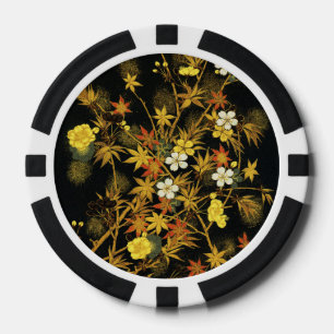 Japanese Autumn Leaves Antique Botanical Poker Chips
