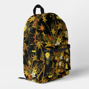 Japanese Autumn Leaves Antique Botanical Printed Backpack