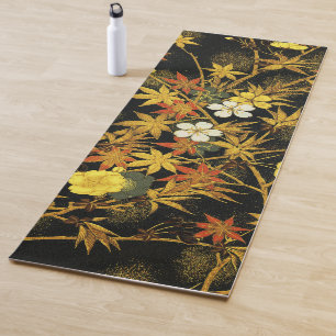 Japanese Autumn Leaves Antique Botanical Yoga Mat