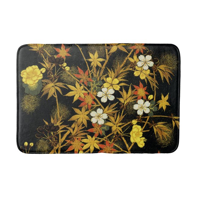 Japanese Autumn Leaves Antique Rich Classic Art Bath Mat (Front)