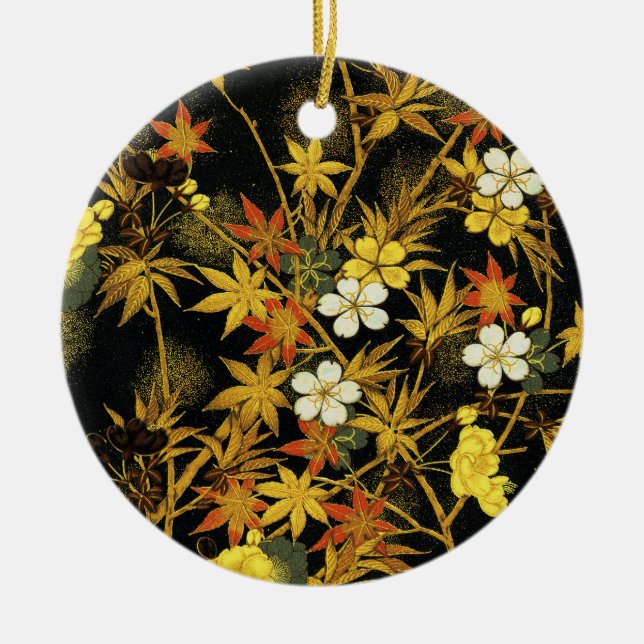 Japanese Autumn Leaves Antique Rich Classic Art Ceramic Ornament (Front)