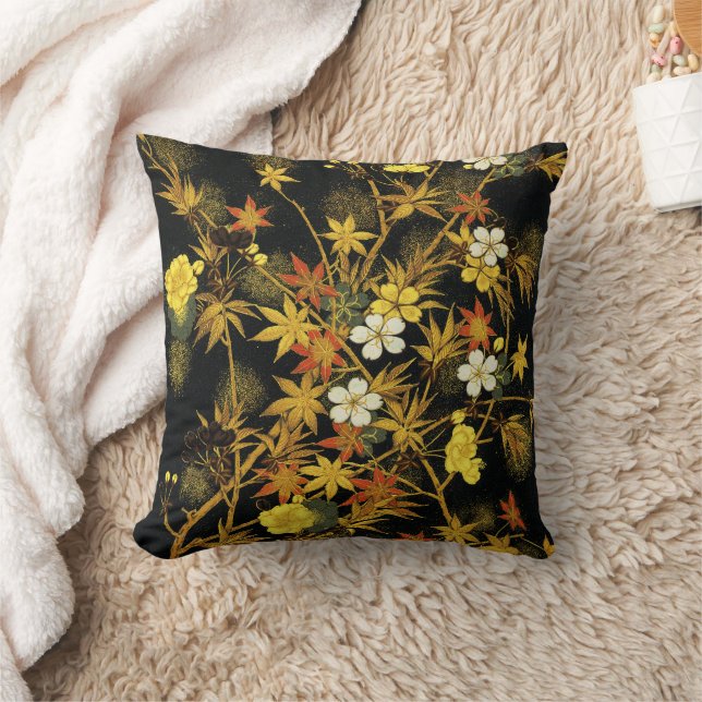 Japanese Autumn Leaves Antique Rich Classic Art Cushion (Blanket)