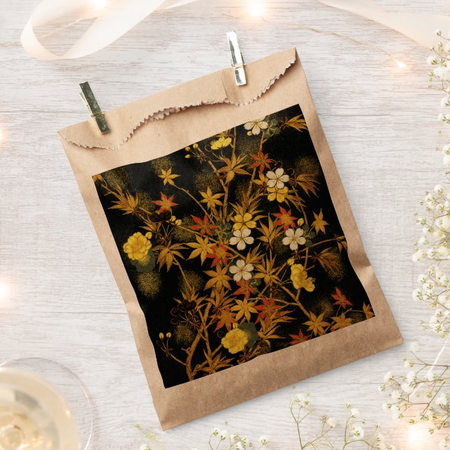 Japanese Autumn Leaves Antique Rich Classic Art Favour Bag (Clipped)