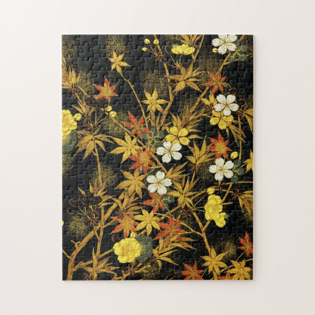 Japanese Autumn Leaves Antique Rich Classic Art Jigsaw Puzzle (Vertical)