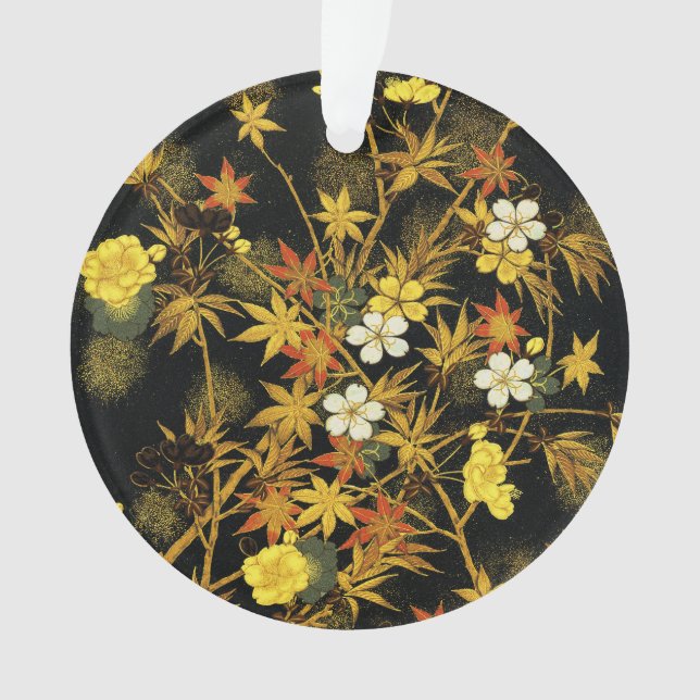 Japanese Autumn Leaves Antique Rich Classic Art Ornament (Front)